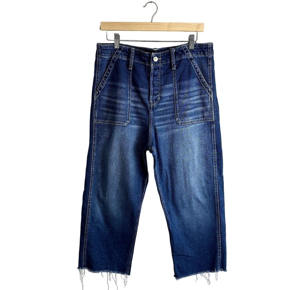 Hollister Womens High-Rise Boyfriend Crop Jeans Size 13 Button‎ Fly Waist 31